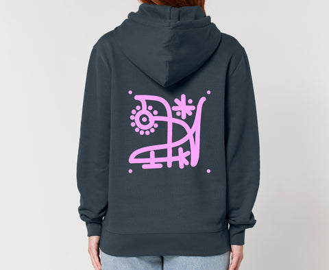 Räglan Kapuzensweatshirts Butterfly Hoodie Grau