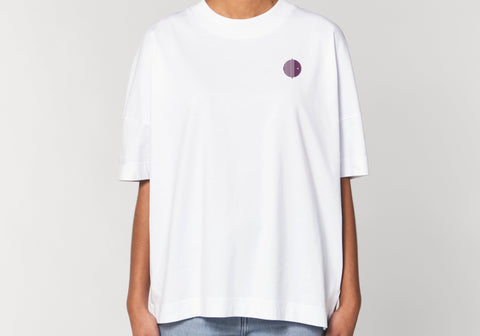 Räglan Oversized T-shirt Lila / XXS Oversized T-shirt Weiß mit Logo Stick